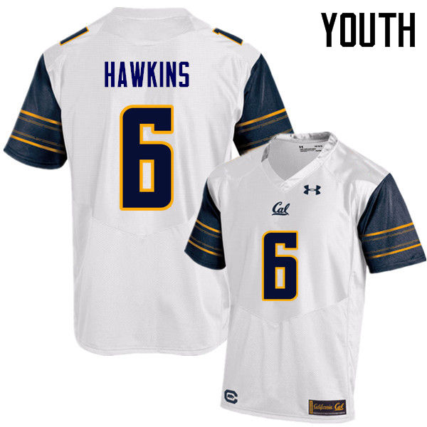 Youth #6 Jeremiah Hawkins Cal Bears (California Golden Bears College) Football Jerseys Sale-White - Click Image to Close